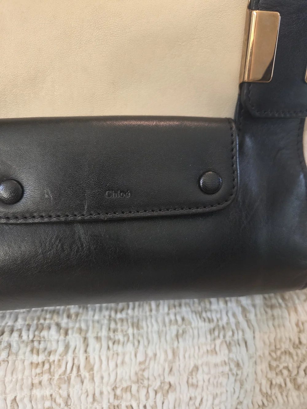 Authentic Chloé Alice Satchel Bag - Bicolor Black & Beige